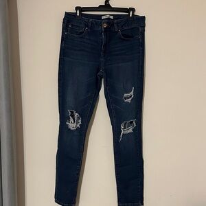 refuge Dark Blue Distressed Skinny Jeans